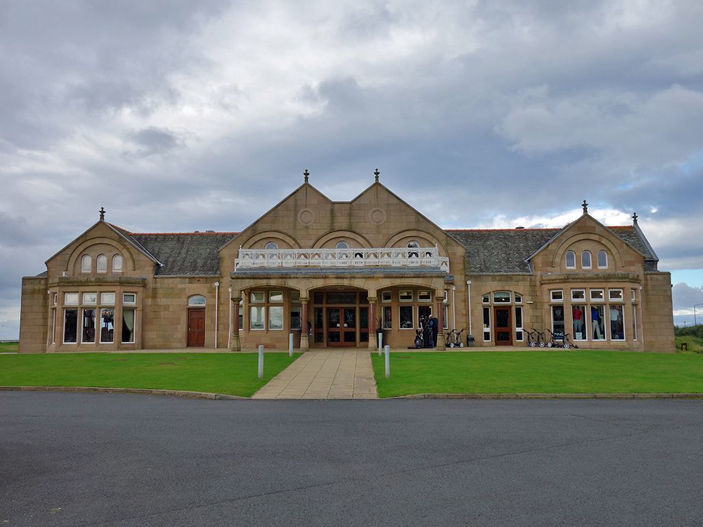 The historical clubhouse at Royal Troon